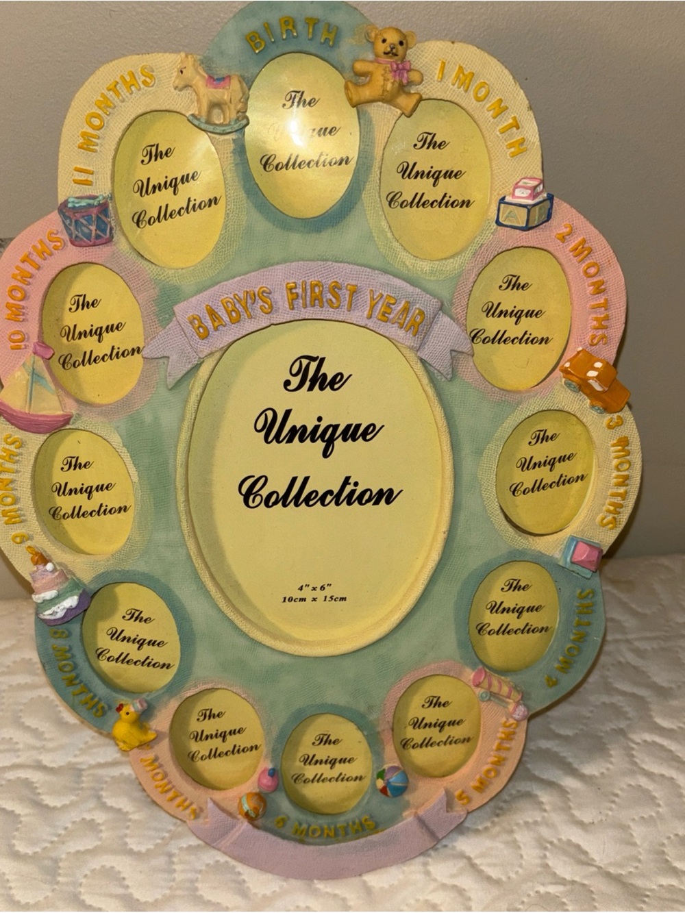 Baby's First Year Photo Frame - Pastel Yellow, Green, Pink